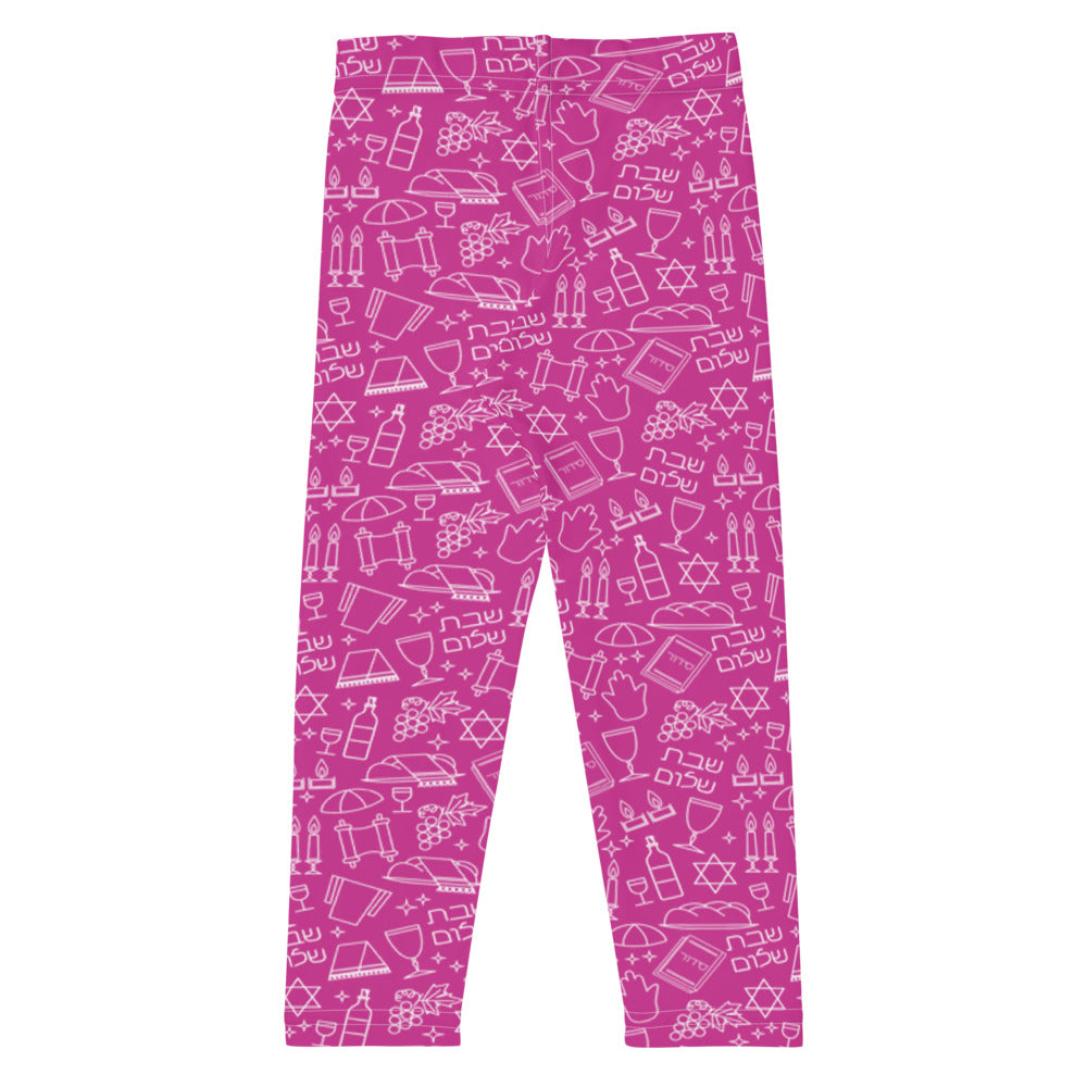 Pink Shabbat Kids Leggings - Add a Splash of Joy to Shabbat!