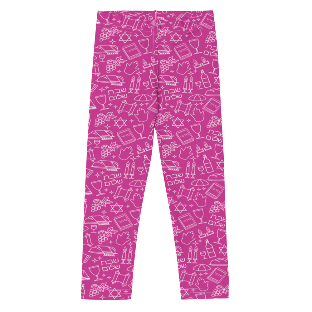 Pink Shabbat Kids Leggings - Add a Splash of Joy to Shabbat!