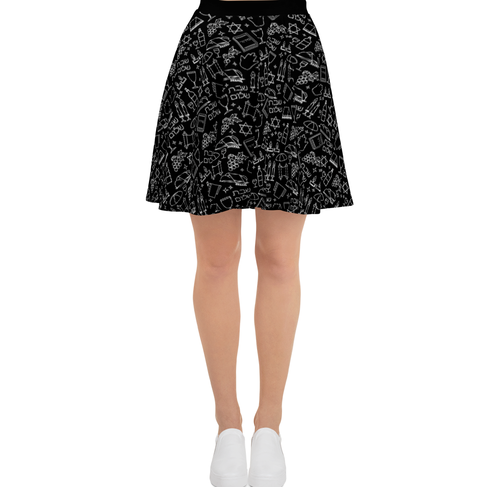 Black and White Shabbat Skater Skirt