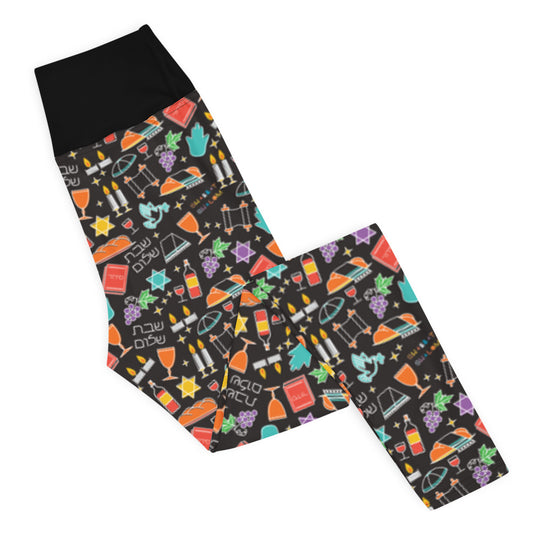 Shabbat Shalom Yoga Leggings