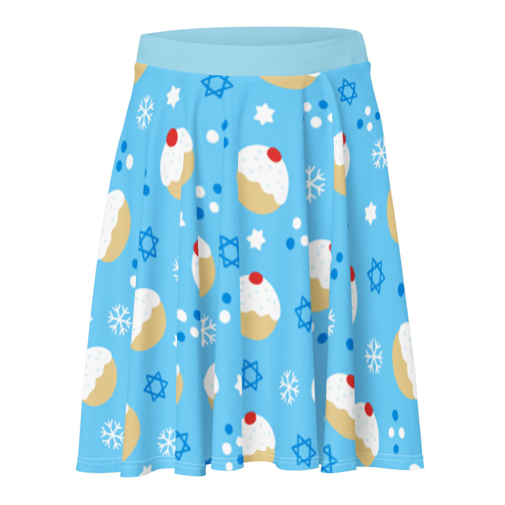 Chanukah Snowflakes and Donuts Skater Skirt