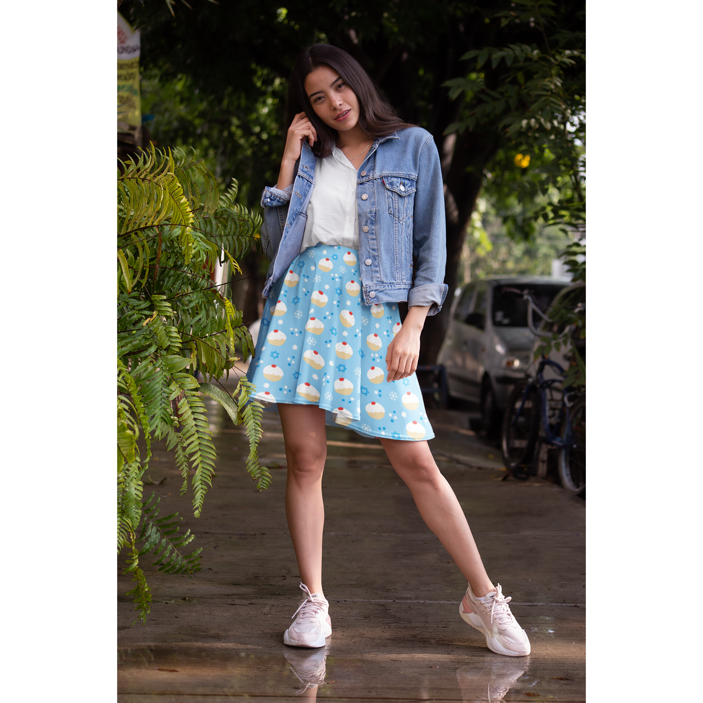 Chanukah Snowflakes and Donuts Skater Skirt